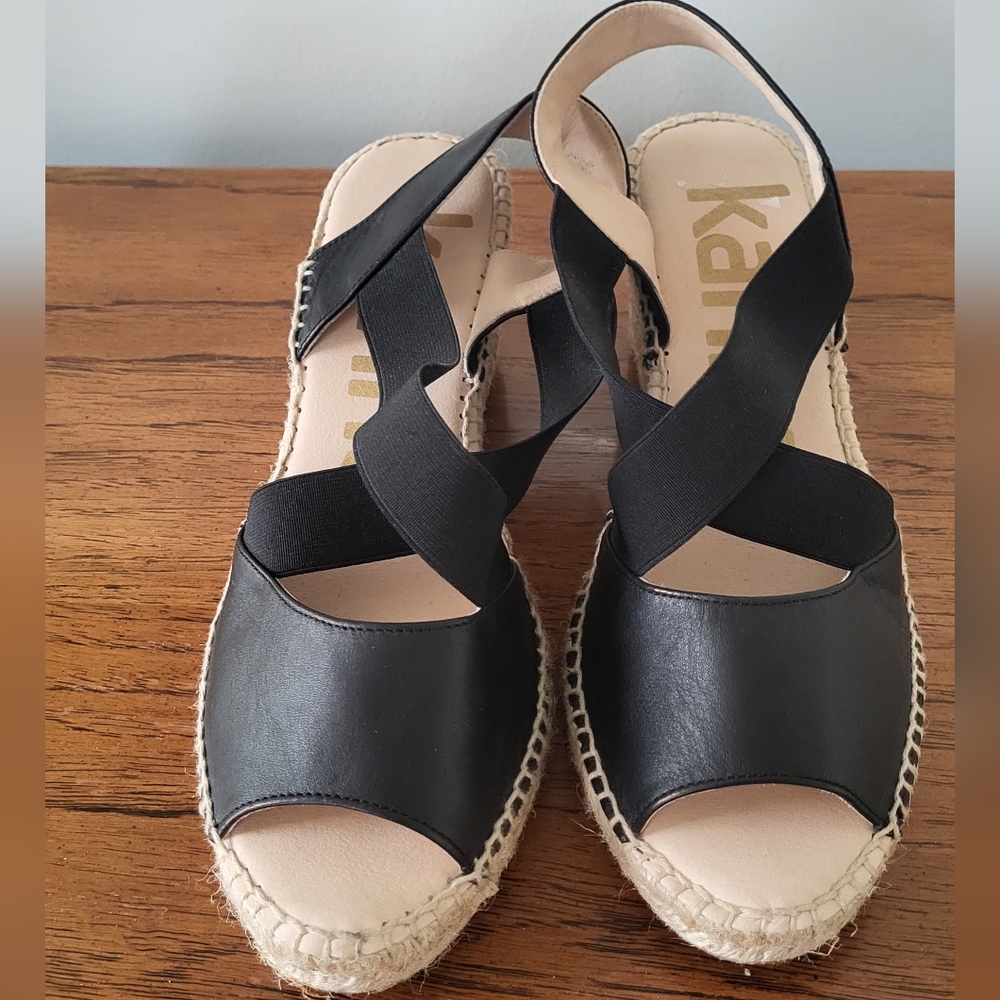 Kanna Black Leather Espadrilles